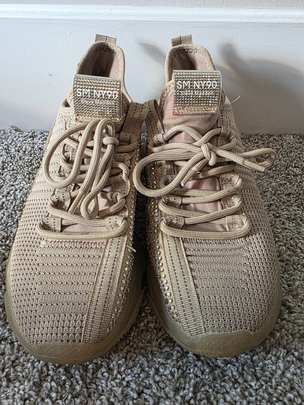 Steve Madden SM-NY90 Women's Beige Knit Sneakers